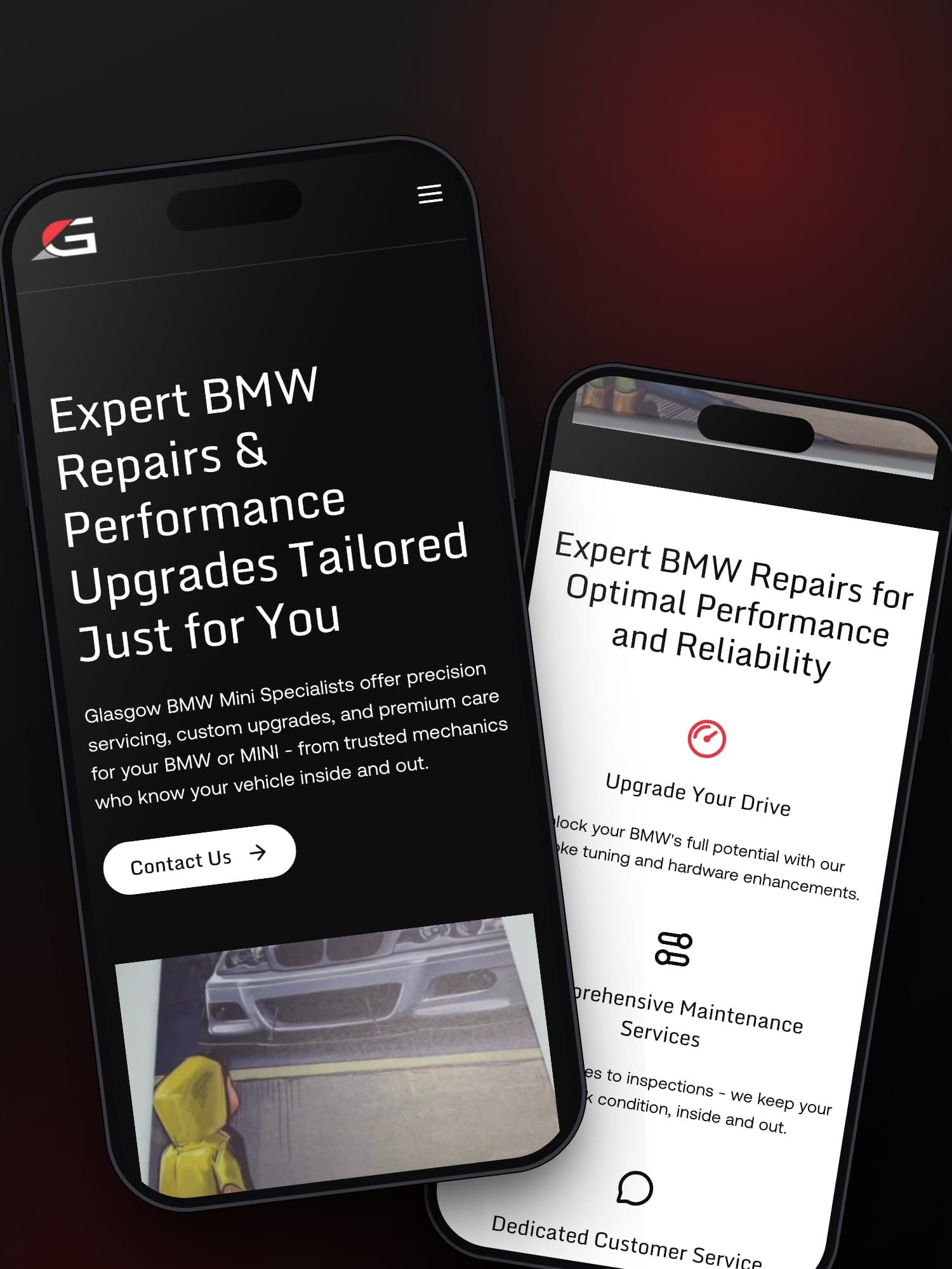 Glasgow BMW Mini website on mobile
