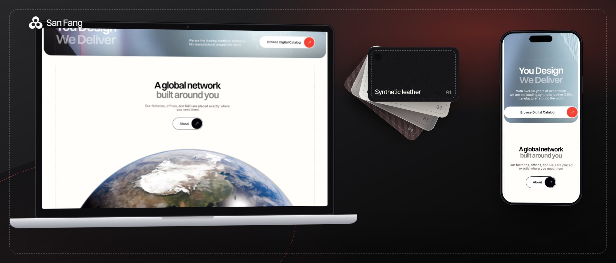 SanFang homepage on desktop and mobile