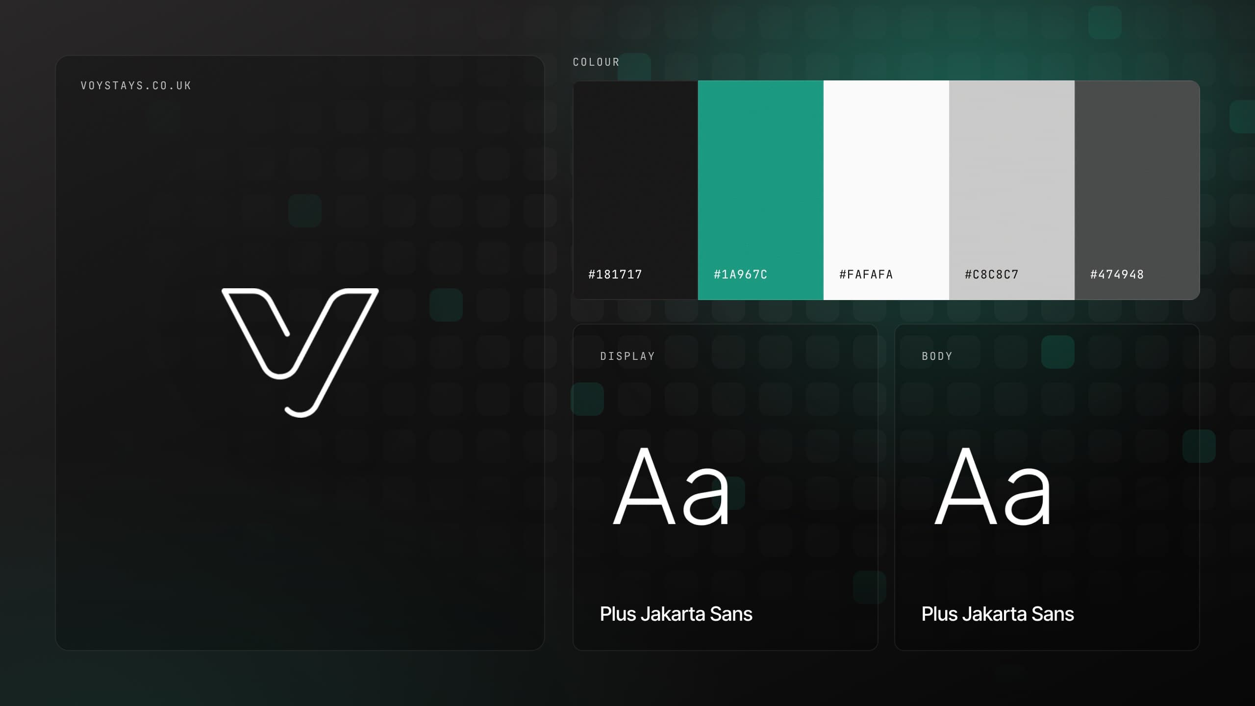 Voy Stays brand: logo, colour palette and typefaces